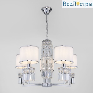 Подвесная люстра Eurosvet Zaffiro 10099/5 хром/прозрачный хрусталь Strotskis (новый абажур)