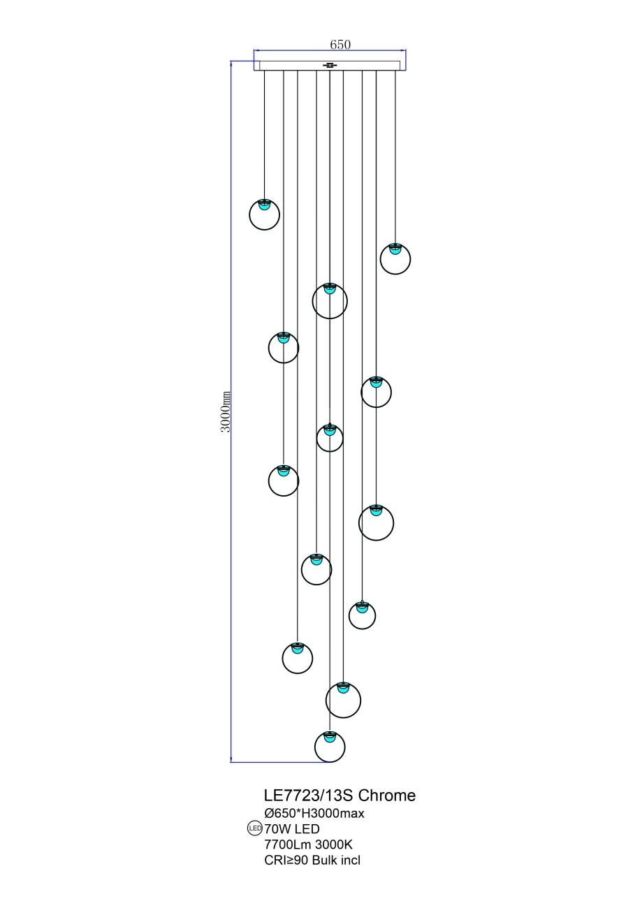 подвесная люстра molecule le7723/13s chrome