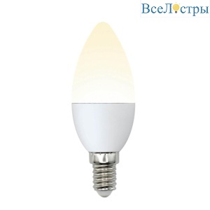 Лампа светодиодная (UL-00002373) Uniel E14 6W 3000K матовая LED-C37-6W/WW/E14/FR/MB PLM11WH