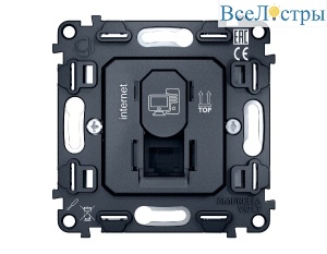 Механизм компьютерной розетки RJ-45 (8P8C) CAT6 с автоматической защитной шторкой Ambrella Volt Quant VM188