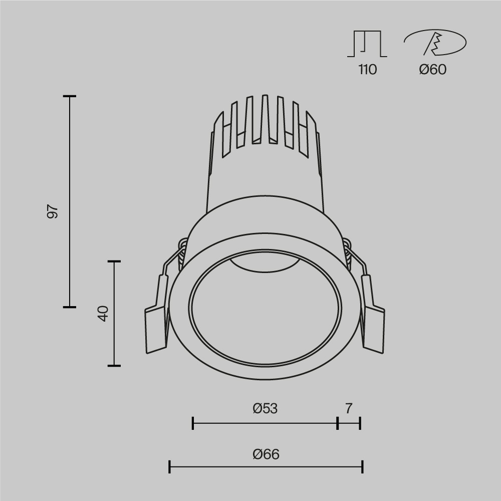 встраиваемый светильник maytoni dip dl116-10w-2.7k-w