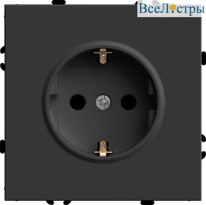 Розетка 2P+PE Stekker Эмили со шторками черный уголь RST16-5110-05 49854