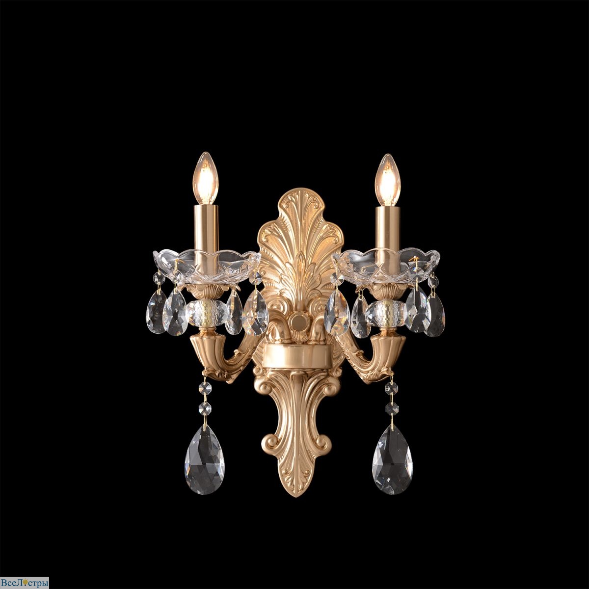 бра crystal lux elizabeth ap2 brass