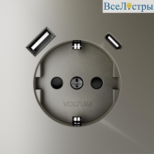 Розетка с USB, A+C Voltum S70 VLS040504 (шелк)