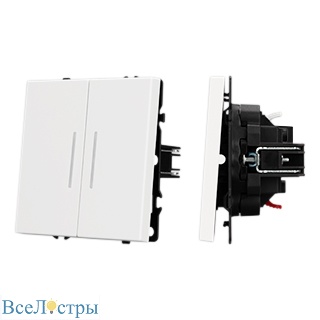 механизм звонкового выключателя двухклавишный arlight led swt-nobe-mkr2-sfpl-l-wh (230v, 10a) (белый кварц) 061745(1)