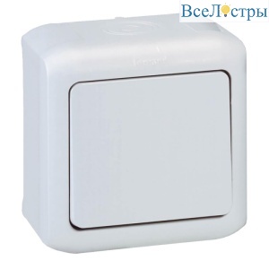 Переключатель одноклавишный на 2 направления Legrand Quteo 10A 250V IP44 серый 782334