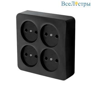 Розетка четырехместная 2P Stekker София черный MST10-14S-02 49321