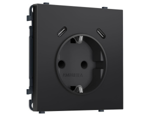 Комплект механизма электрической розетки SIGMA Черный матовый 2USB С+C 20W Ambrella Volt MS810510 (SP8105, PR165)
