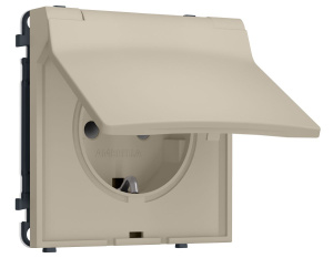 Комплект механизма электрической розетки SIGMA Кашемир 50Hz 2P+E с/з с/ш и крышкой IP44 16A-250V QUANT PRO Ambrella Volt MS348010 (SP3480, PR141)