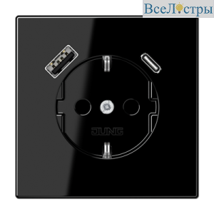 Розетка 2K+З USB Typ AC Jung LS1520-15CASW