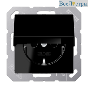 Розетка Schuko с крышкой Jung A1520BFKLSW