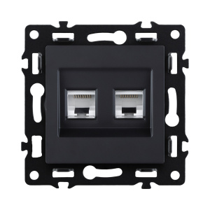 Розетка двойная Ethernet RJ45 Cat.6, черный Kollinger Asthetik AS-018BK