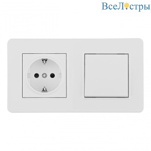 Выключатель одноклавишный с розеткой Arte Milano SET16-2-40-1-30-1 white