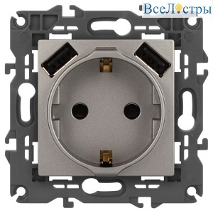 Розетка со шторками с 2xUSB Эра Elegance 14-4109-16 Б0065775