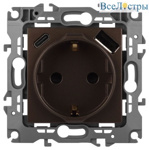 Розетка со шторками с USB type-A+C Эра 12-4108-13 Б0067757