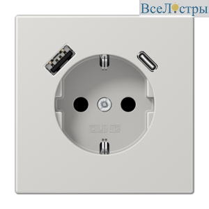 Розетка 2K+З USB Typ AC Jung LS1520-15CALG