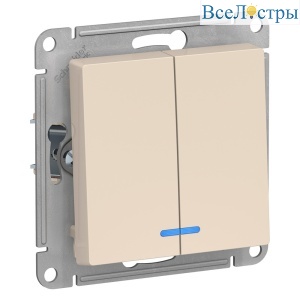 Выключатель 2-клавишный с подсветкой, сх.5а, 10АХ Systeme Electric AtlasDesign ATN000253