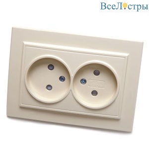 Розетка двойная 2P Stekker Эрна со шторками слоновая кость PST10-9013-02 39239