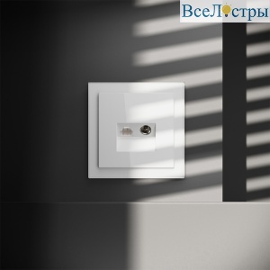Розетка телевизионная встраиваемая Voltum S70 TV+RJ45 кат. 6, (белый глянцевый) VLS060701