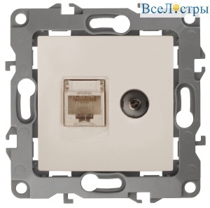 Розетка комбинированная RJ45+TV Эра 12-3110-02 Б0027442