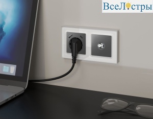Комплект механизма TV розетки SAT 5-2400MHz 3.5dB Alfa Антрацит серый Quant Ambrella Volt MA663050 (AP6630, VM215)