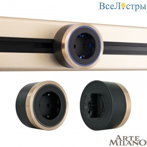 Трековая розетка Arte Milano Am-track-sockets 380066TS LED/ES Gold