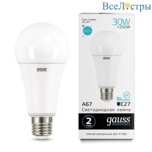 Лампа светодиодная Gauss E27 30W 4100K матовая 73229