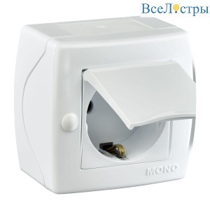 Розетка 2К+З Mono Electric Octans IP20 16A 250V с крышкой винтовое подключение белый 104-010107-118