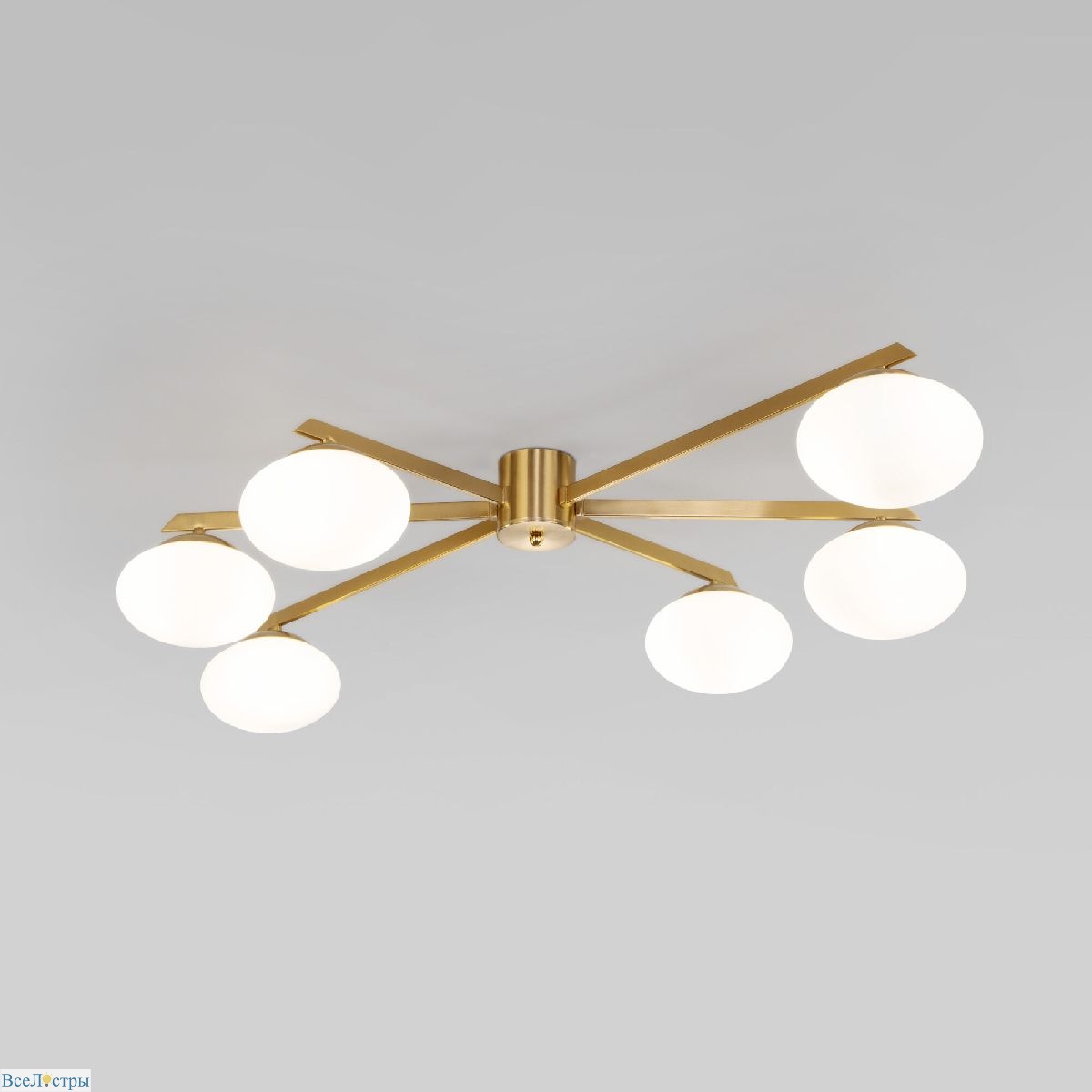 потолочная люстра eurosvet opaline 70220/6 латунь smart a065766