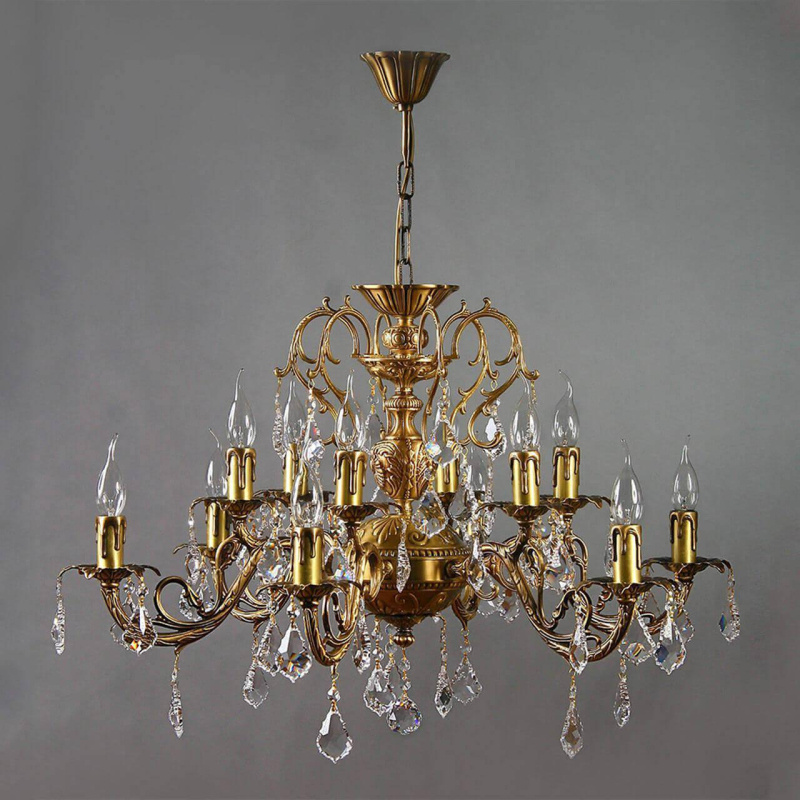 подвесная люстра ambiente alicante 8888/6+6 ab leaf crystal