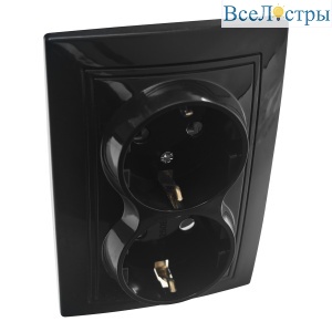 Розетка 2П+З двойная скрытой установки 16А 250В IP20, черная (керамика) "Дельта" General 477321