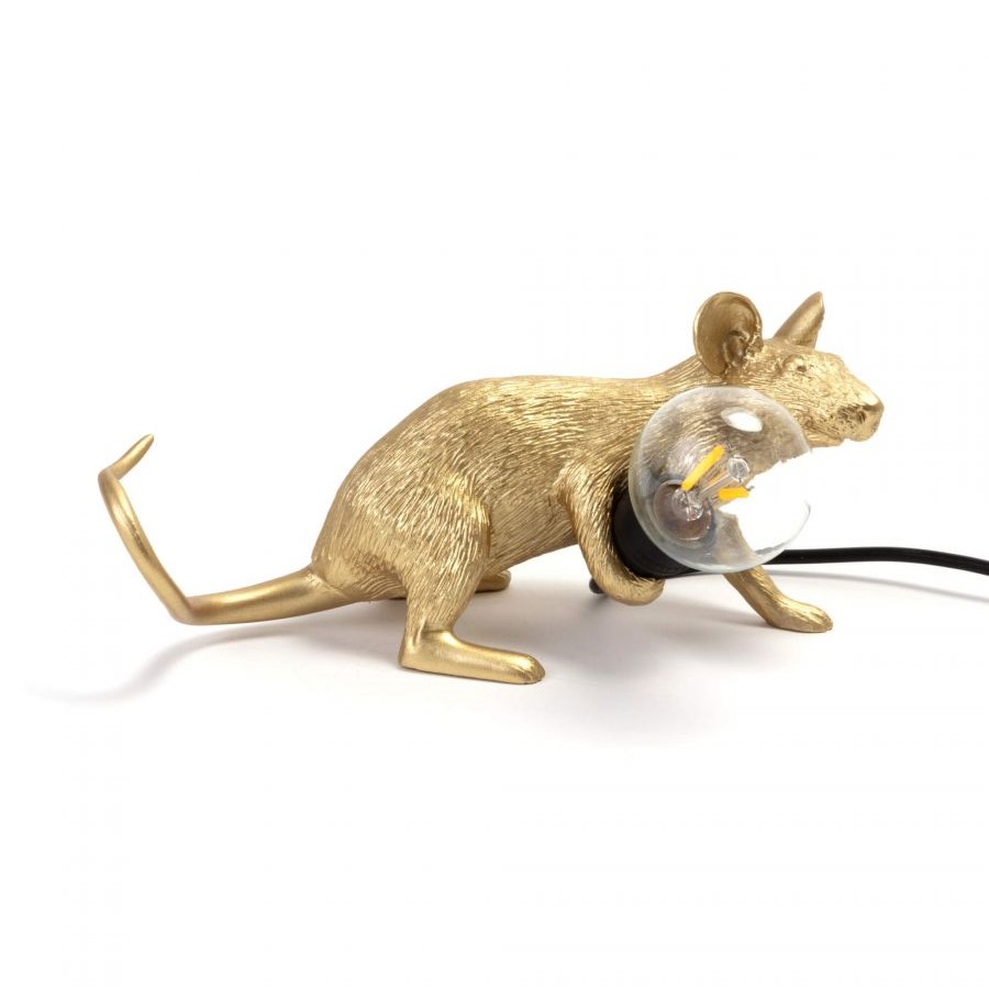 настольная лампа mouse lamp lyie down gold usb seletti