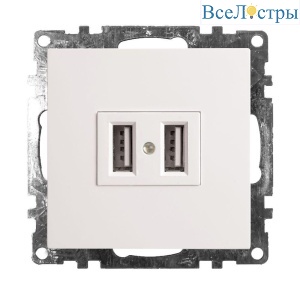 Розетка 2хUSB Stekker Катрин белый GLS10-7115-01 39686