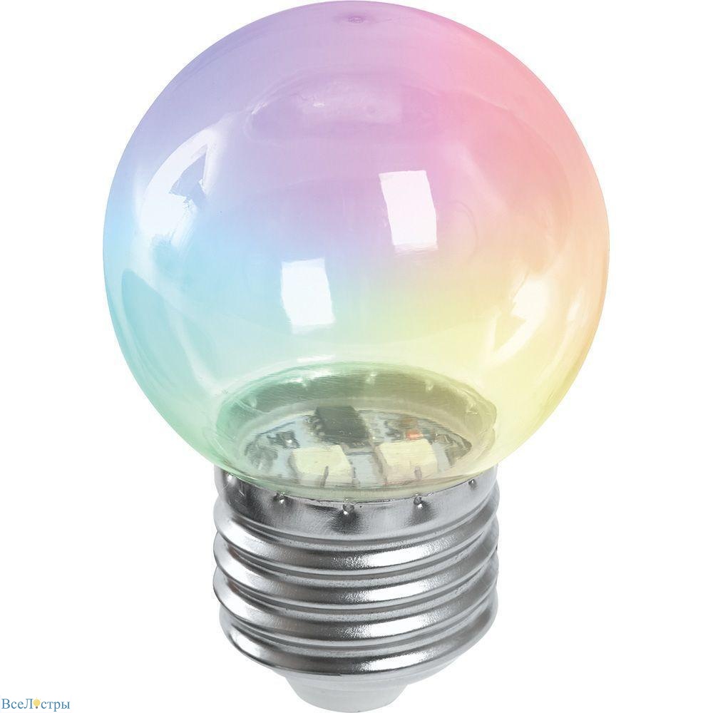 лампа светодиодная feron e27 1w rgb прозрачный lb-37 38132