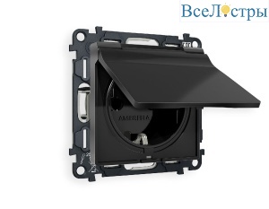 Комплект механизма розетки с/з со шторками и крышкой Ambrella Volt Alfa MA808010