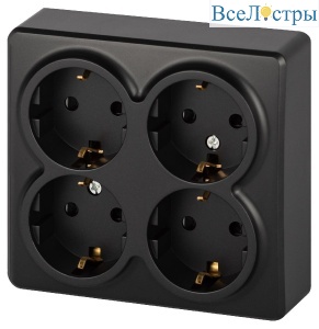 Розетка четырехместная с заземлением со шторками Эра 11-2211-05 Б0063004