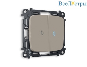 Комплект механизма 2-кл проходного выключателя с подсветкой Ambrella Volt Omega MO364040
