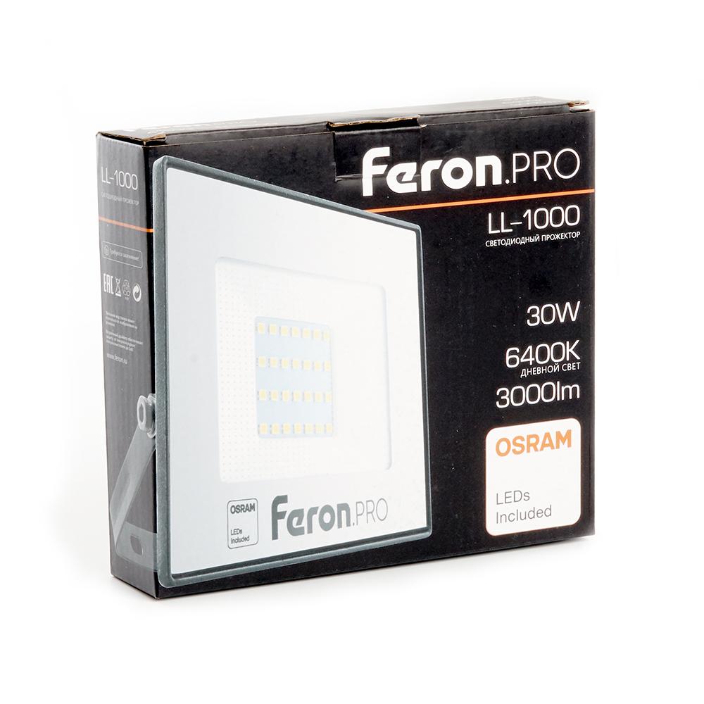 светодиодный прожектор feron ll-1000 30w 6400k 41539