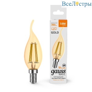 Светодиодная филаментная лампа Gauss Basic Filament E14 3,8W 2400K 1047154