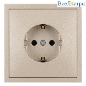 Розетка ЭРА Galaxy 15-2101-04 c заземлением 2P+E Schuko 16А-250В IP20 шампань Б0070625