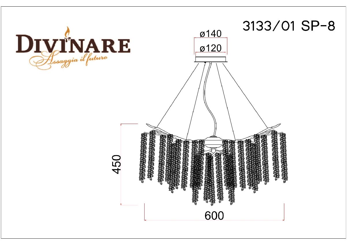 подвесная люстра divinare salice 3133/01 sp-8