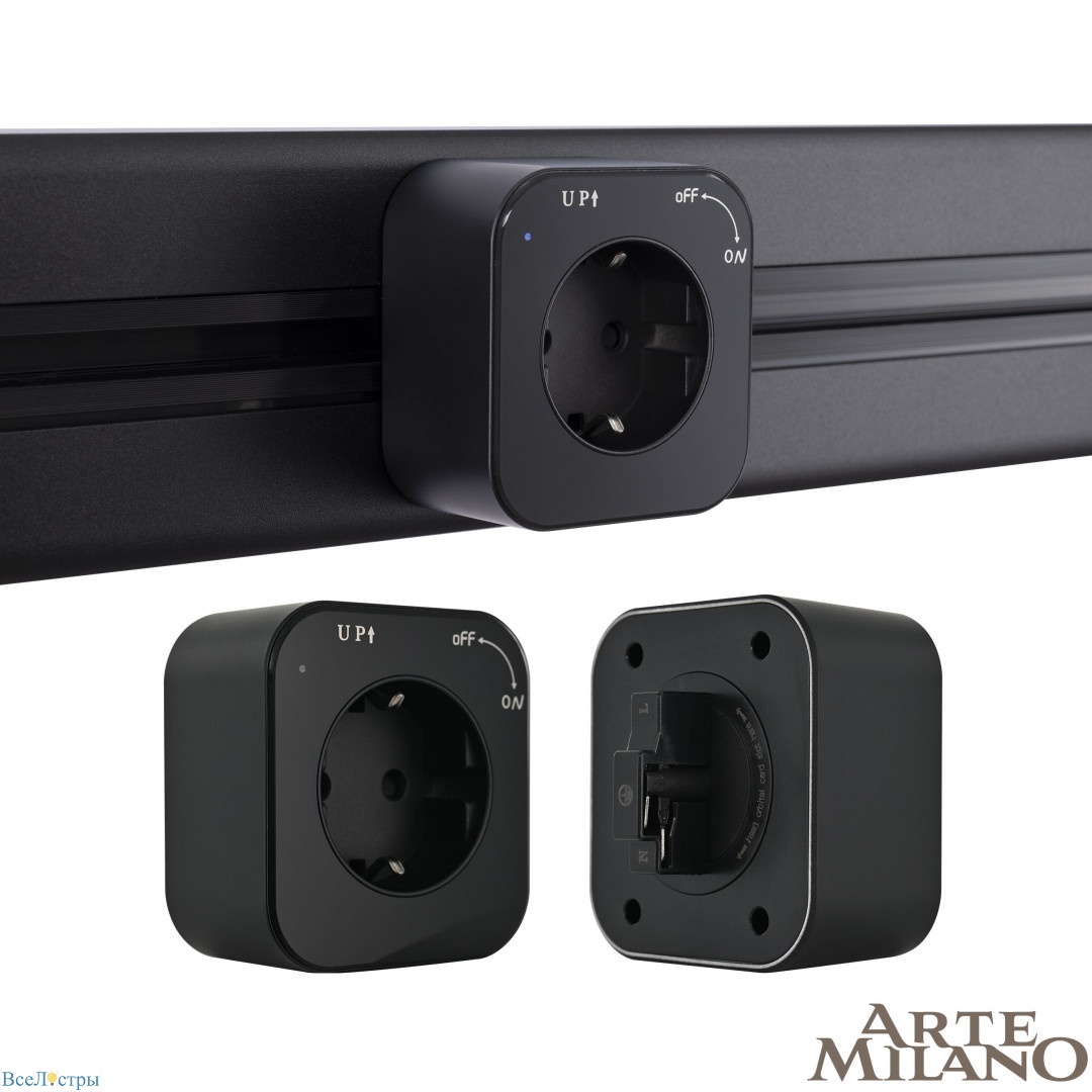 трековая розетка arte milano am-track-sockets 380022ts/es black