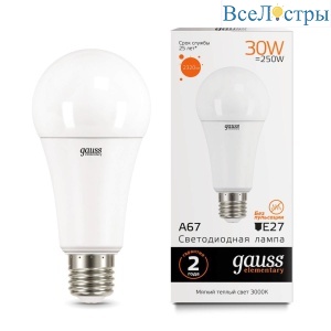 Лампа светодиодная E27 30W 3000K матовая 73219