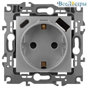 Розетка со шторками с USB type-A+C Эра 12-4108-03 Б0067716
