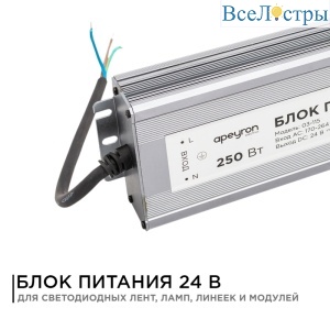 Блок питания Apeyron 24В 250Вт импульсный IP67 175-265В 10,4А 03-115