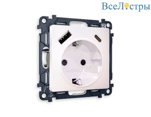 Комплект механизма розетки 2USB A+C 20W (быстрая зарядка) с/з Ambrella Volt Alfa MA210010