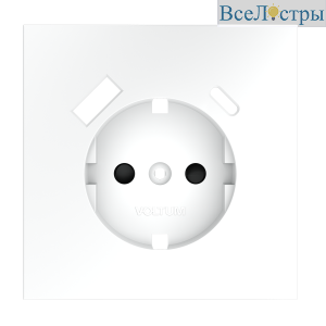 Накладка для розетки с заземлением и защитными шторками, с USB A+C Voltum S70 (белый матовый) VLS001002