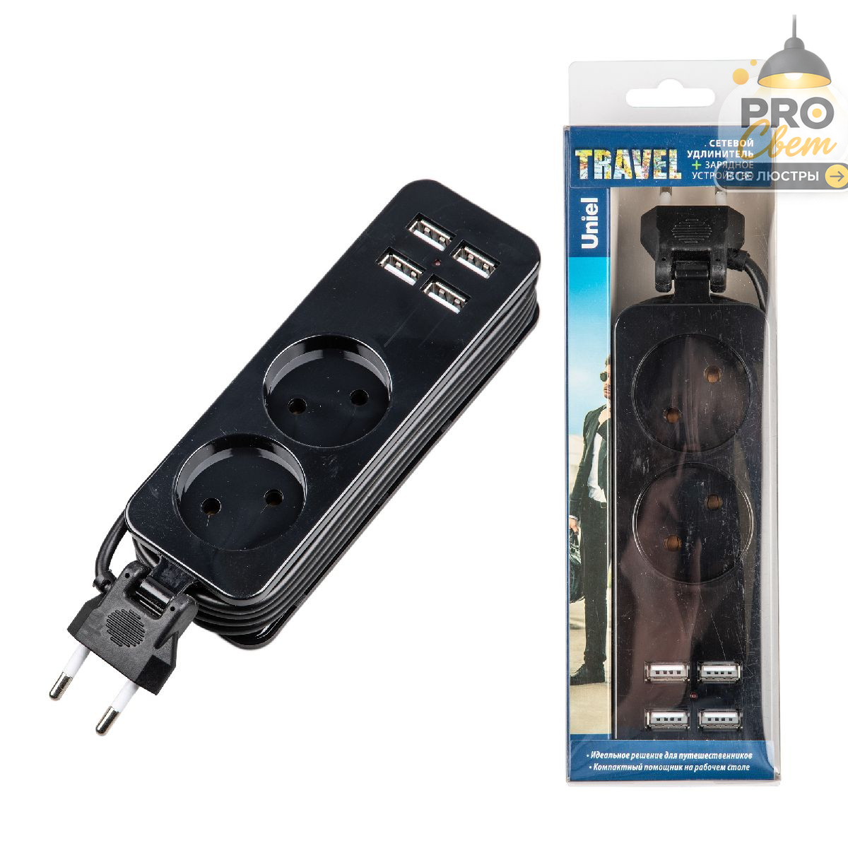 удлинитель uniel s-ct2-1,5u black ul-00011135