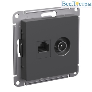 Розетка двойная ТВ + компьютерная RJ45, кат. 5Е Systeme Electric AtlasDesign Базальт ATN001489