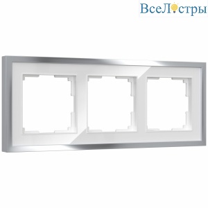 Рамка на 3 поста Werkel Baguette белый-серебро 4690389185717 W0032850 a060232